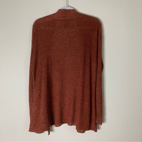 Eileen fisher Womens orange terracotta linen knit high neck cardigan S NEW - Picture 8 of 8